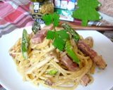 A picture of step 7 of Creamy Pasta with Asparagus and Bacon.