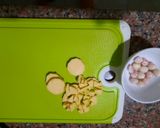 Hình bước làm 1 của món Cơm khoai lang-đậu gà- sốt thịt băm hành lá