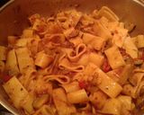 A picture of step 4 of Pasta with olive tapenade.