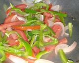 A picture of step 3 of Fried rice with shashlik masala.