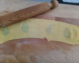 A picture of step 4 of Open Raviolo with Béchamel and Mushrooms.
