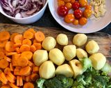A picture of step 1 of Summer Vegetable and Cider Stew.