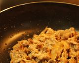 A picture of step 3 of Pork and Miso Stir Fry with Lots of Shiso Leaves.