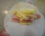 A picture of step 2 of Ham and Cheese in Gyoza Wrappers.