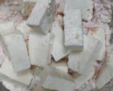 A picture of step 1 of Paneer 65.