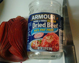 A picture of step 2 of S.O.S., creamed chipped beef on toast.