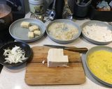A picture of step 2 of Japanese tofu katsu curry.