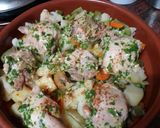 Foto del paso 6 de la receta Muslos de pollo con papas cocidas y menestra al horno