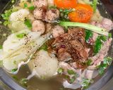 Hình bước làm 3 của món Nui gà nấu nấm, rau củ
