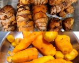 A picture of step 1 of Fresh Green Turmeric Gujarati Sabzi - લીલી હળદર નું શાક.