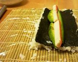 A picture of step 7 of California Rolls.