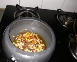 A picture of step 1 of Daliya couscous with curry leaf pesto crusted potatoes.