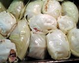 A picture of step 3 of cabbage surprise in the oven.