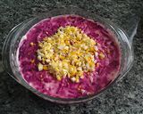 A picture of step 7 of Shuba (Russian Layered Salad with Beets).