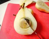 A picture of step 1 of Pear Compote Made with White Wine.