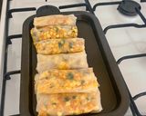 A picture of step 2 of Pergedel Jagung in spring rolls.