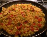 A picture of step 6 of Chicken and Chorizo Paella.