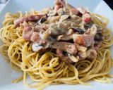 Une image de l'étape 4 de Pâtes carbo gourmandes à ma façon.