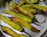 A picture of step 1 of Mirchi Bhajiya (Stuffed Chili Fritters).