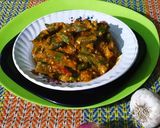 A picture of step 3 of Dahi bhindi(curd okra).