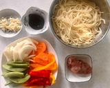 彩椒肉絲芝麻拌醬麵（也能做寶寶副食品）的食譜步驟1照片