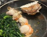 A picture of step 3 of Pan-Seared Scallops with Broccoli Rabe and Saffron Cream.