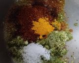 A picture of step 2 of Jowar Bhakri with brinjal potato vegetable curry.