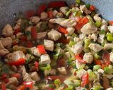 Foto del paso 3 de la receta: Salteado de pollo y puerros en colchón de arroz blanco