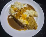 Foto langkah ke 8 dari resep Omurice white with japanese curry sederhana pakai bumbu kari instan (nasi goreng ala Kyoto Jepang).