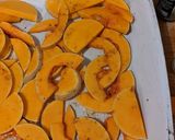 A picture of step 1 of Smoked mackerel + squash salad w/creamy yoghurt dressing.