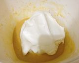 A picture of step 8 of Air light fluffy chiffon cake using waterbath baking method.