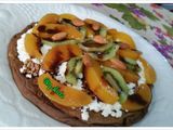 Torta de ricotta, durazno y kiwi