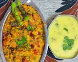 A picture of step 9 of Kathiyawadi Vaghareli Khichdi and Kadhi.