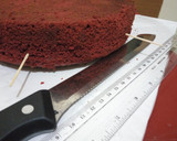 A picture of step 2 of Torting, levelling,and layering a cake.