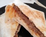 A picture of step 3 of Beef burger tortilla wrap 🌯.