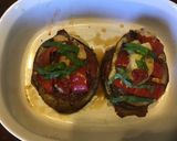 A picture of step 5 of California Farm Roasted Cheese Tomato Ham Eggplant.