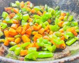 A picture of step 2 of Vegetable Chinese fried rice.