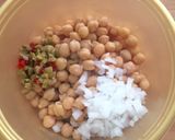 A picture of step 2 of Chickpea Salad with Bacon and Parmesan Cheese.