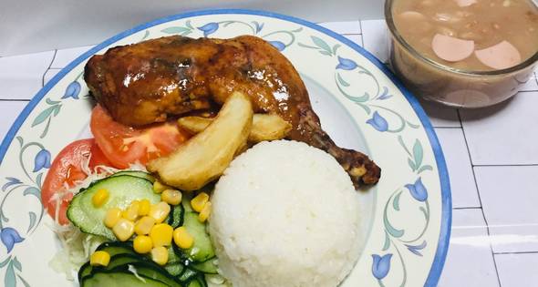 Como hacer Frijoles Con Pierna De Pollo Al Horno Y Ensalada Fresca!!! |  Cocinar en casa