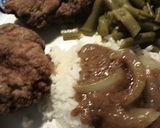 A picture of step 4 of Chicken Fried Hamburger Steak and an Onion Gravy.