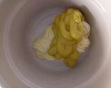 A picture of step 1 of Fluffy's caesar salad dressing.