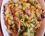 A picture of step 5 of Qeema masala Pasta.