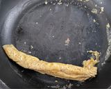 A picture of step 4 of Tamagoyaki or Japanese Omelette.