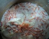 A picture of step 2 of Tricolor halwa.