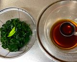 A picture of step 2 of Chili Leave Tsukudani (seasoned with sweet soy sauce).