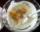A picture of step 1 of Bhatki macher paturi.