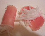 A picture of step 2 of Easy Rolled-Up Cured Ham and Onion Salad.
