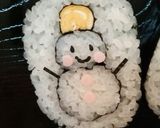 A picture of step 18 of Decorated Sushi Rolls: Snowmen Nori Rolls.