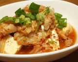 A picture of step 5 of Super Quick Kimchi & Tofu Simmer in the Microwave.
