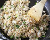 A picture of step 6 of Our Family's Fried Rice with Mackerel.